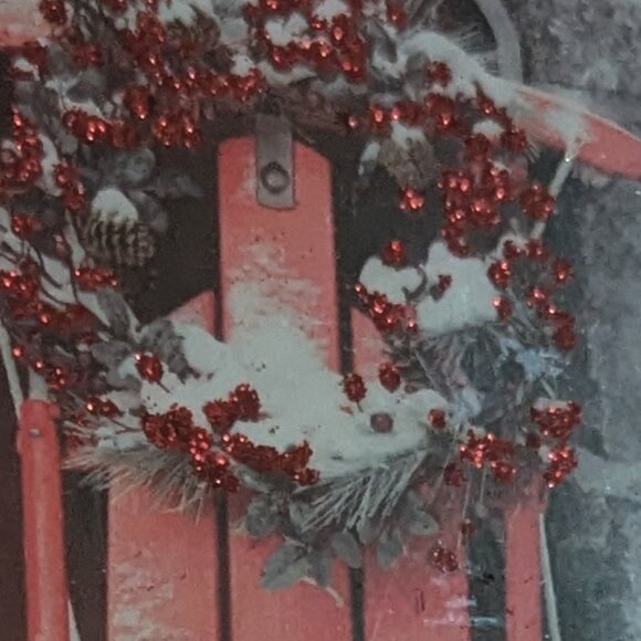 NWT 16 Red Glitter Wreath Sled American Greetings Christmas Cards Sealed Holiday - Picture 2 of 6